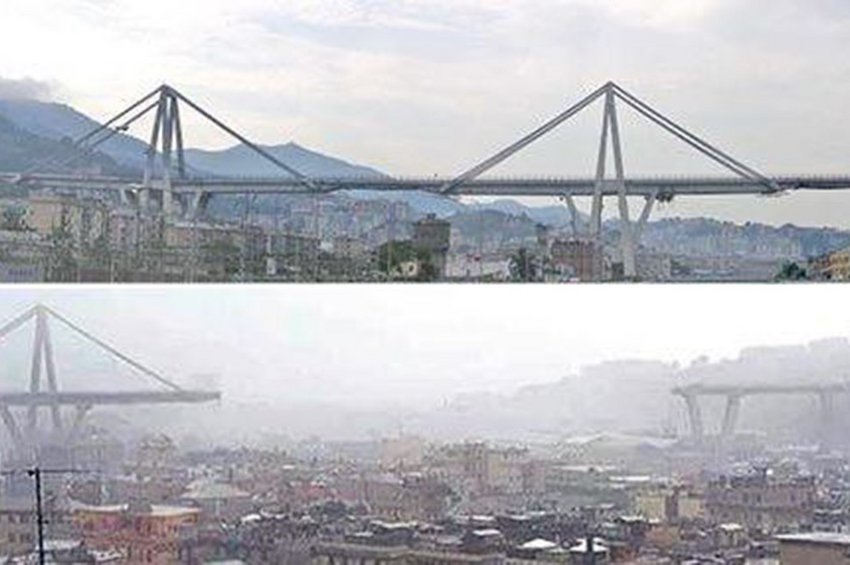 Σοκαριστικό: Η γέφυρα που κατέρρευσε στη Γένοβα πριν και μετά την τραγωδία