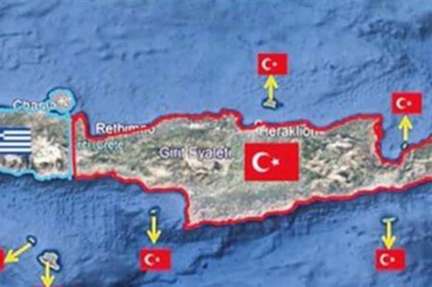 Χάρτης - πρόκληση από τον Οζτούρκ: Τουρκικό έδαφος τα 3/4 της Κρήτης