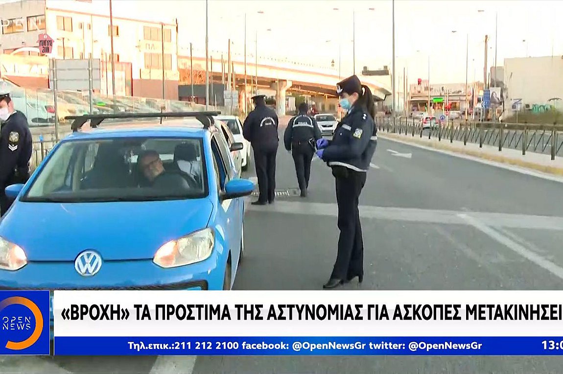 «Βροχή» τα πρόστιμα της Αστυνομίας για άσκοπες μετακινήσεις