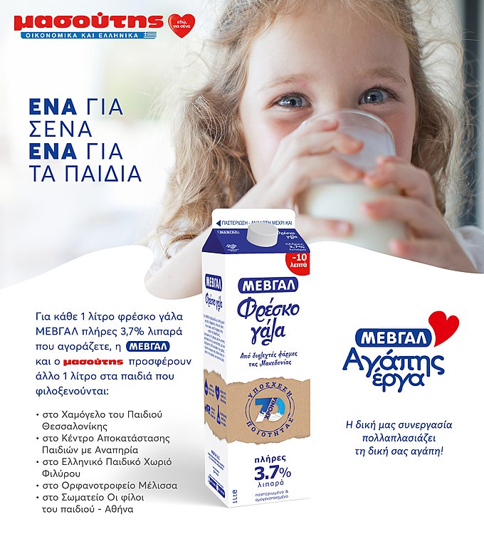 ΜΑΣΟΥΤΗΣ – ΜΕΒΓΑΛ: «εδώ, για σένα» με «αγάπης έργα» για τα παιδιά!