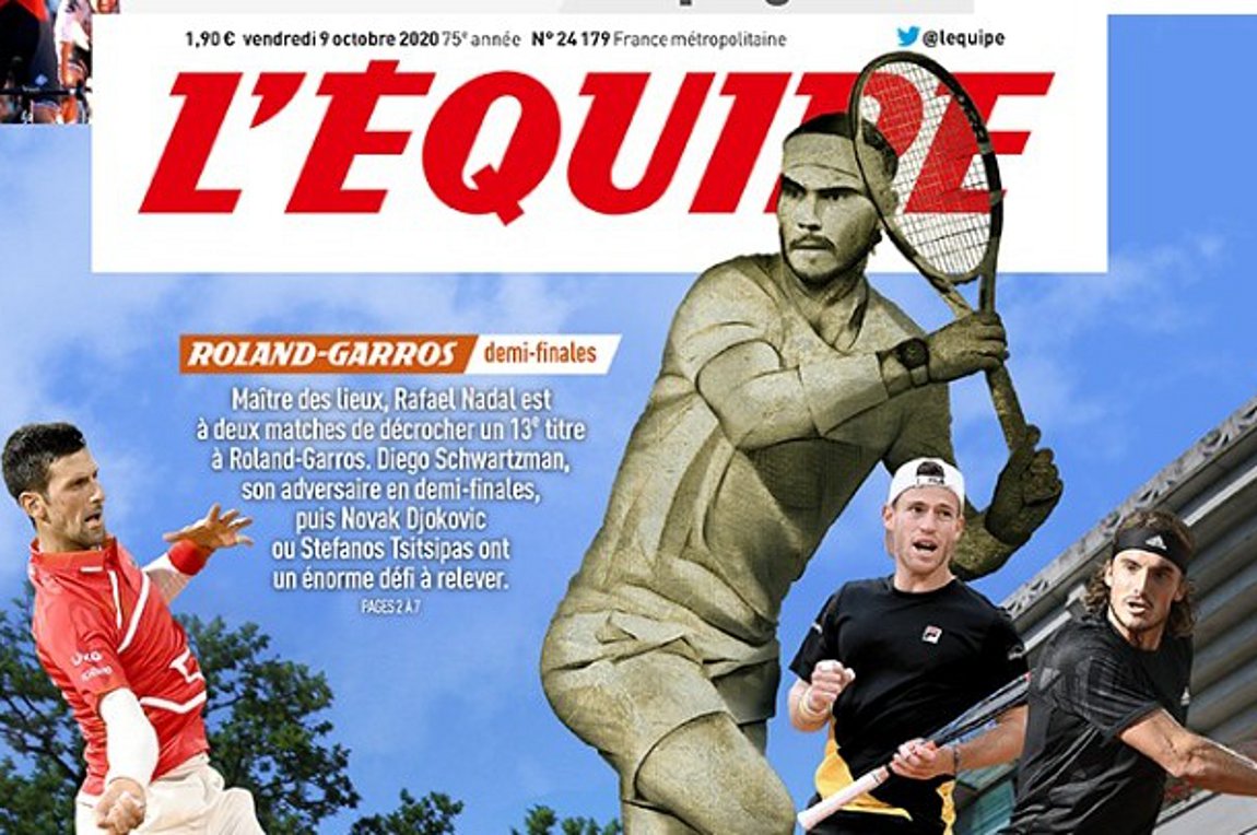 Πρωτοσέλιδο «L’ Equipe» με Τσιτσιπά, Τζόκοβιτς, Σβάρτσμαν και Ναδάλ