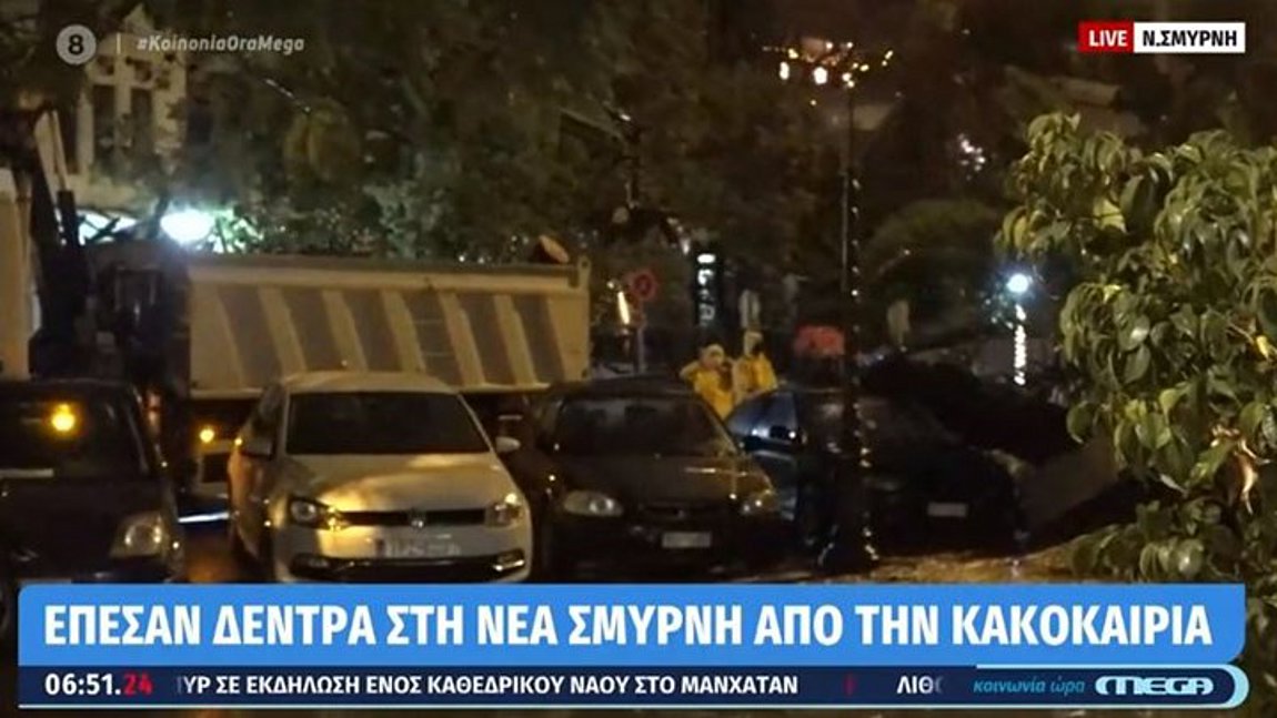 Κακοκαιρία: Ξεριζώθηκαν δέντρα στη Νέα Σμύρνη – ΒΙΝΤΕΟ