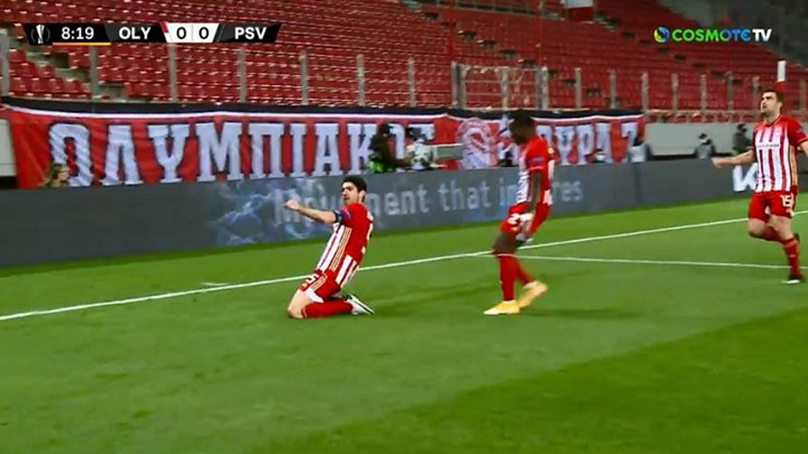 Ολυμπιακός-Αϊντχόφεν: Το γκολ του Μπουχαλάκη – ΒΙΝΤΕΟ