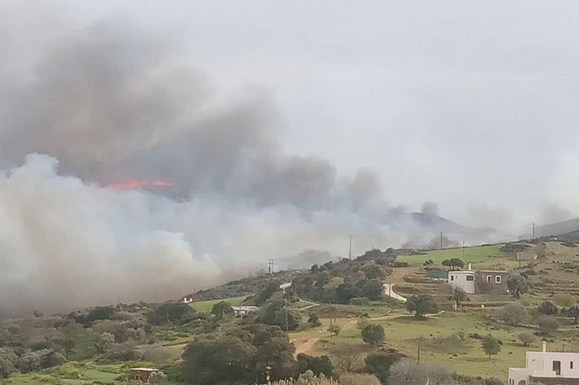 Σε ύφεση η πυρκαγιά στην Άνδρο