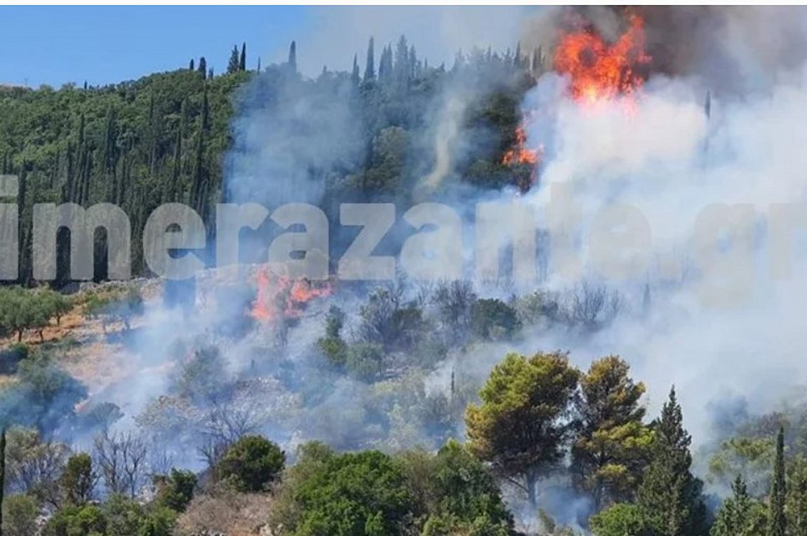 πυρκαγιά στη ζάκυνθο: μήνυμα του 112 για εκκένωση οικισμού 16