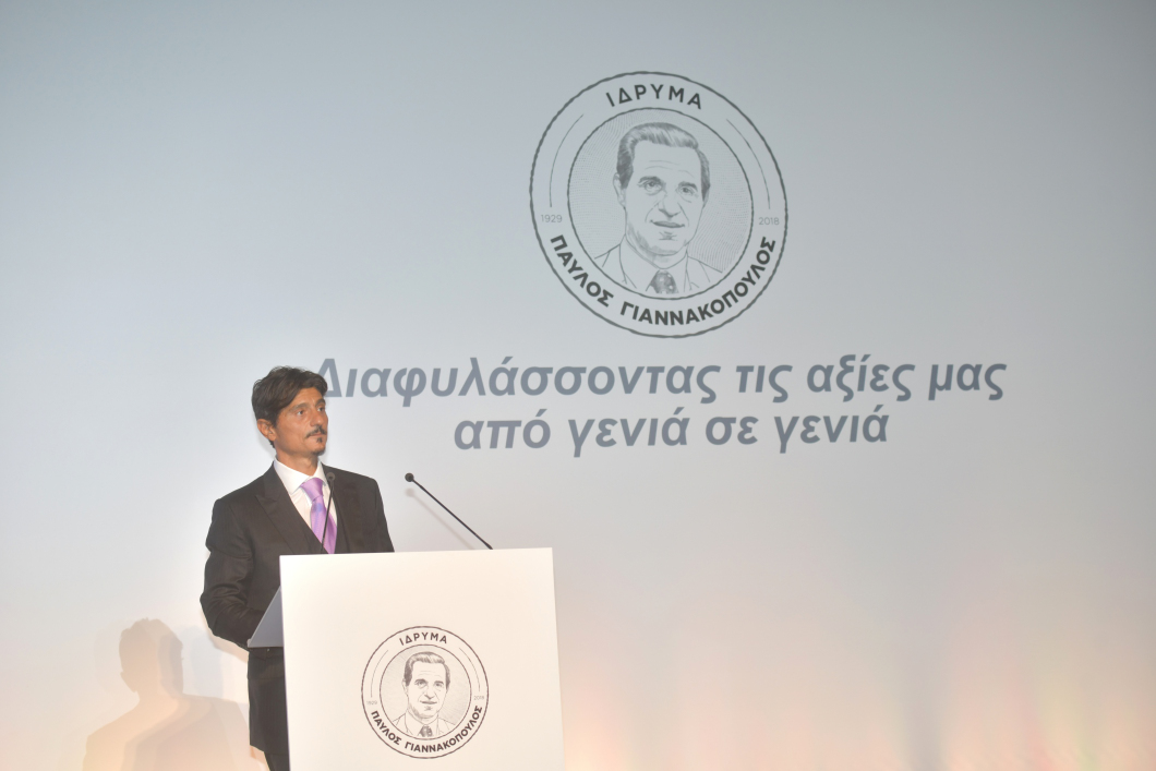 Ο κ. Δημήτρης Γιαννακόπουλος, Πρόεδρος του Ιδρύματος 'Παύλος Γιαννακόπουλος', κατά την εναρκτήρια ομιλία του