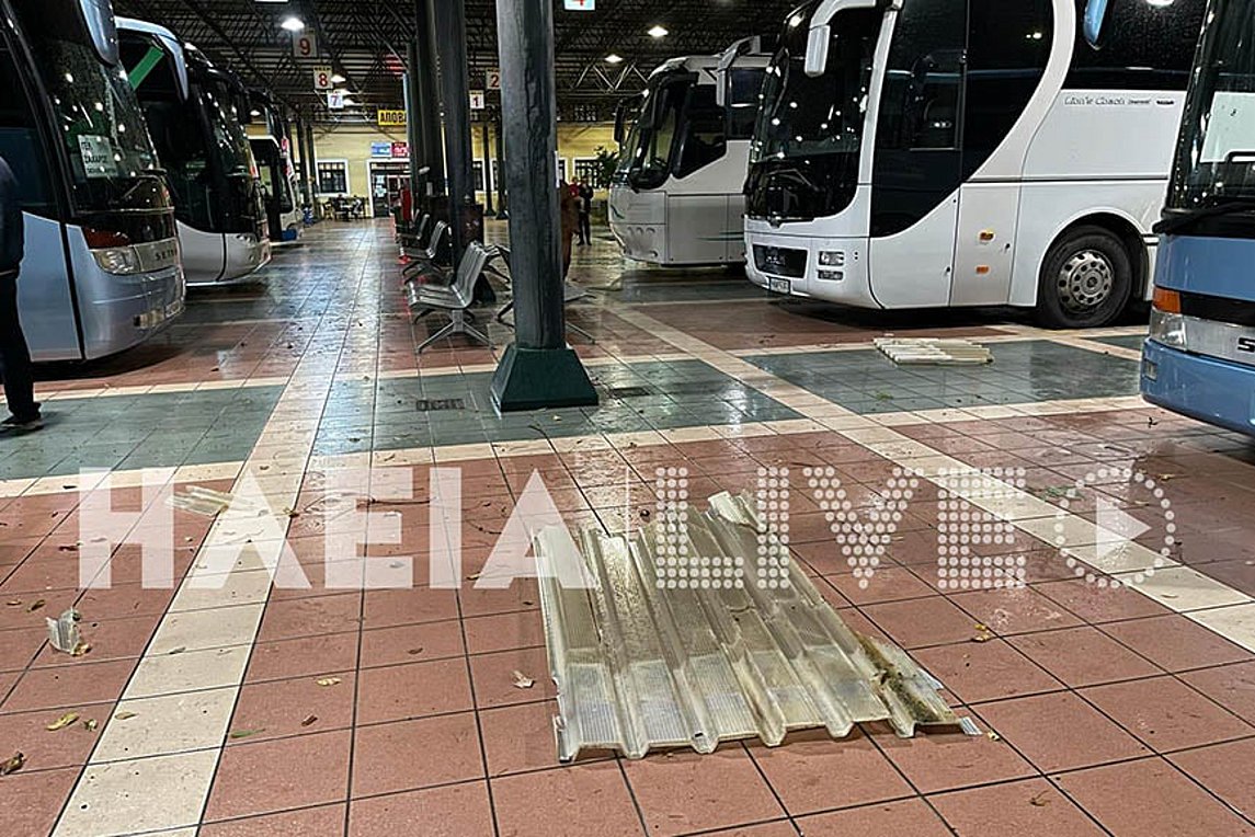 Ηλεία: Ανεμοστρόβιλος ξήλωσε στέγες και προκάλεσε ζημιές στο ΚΤΕΛ του Πύργου