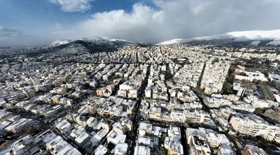 Εντυπωσιακές εικόνες της χιονισμένης Αθήνας από drone - ΒΙΝΤΕΟ & ΦΩΤΟ