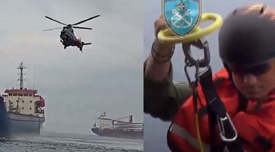 Σύγκρουση φορτηγών πλοίων στη Χίο: Η στιγμή που διασώστης του Λιμενικού κατεβαίνει από ελικόπτερο - ΒΙΝΤΕΟ