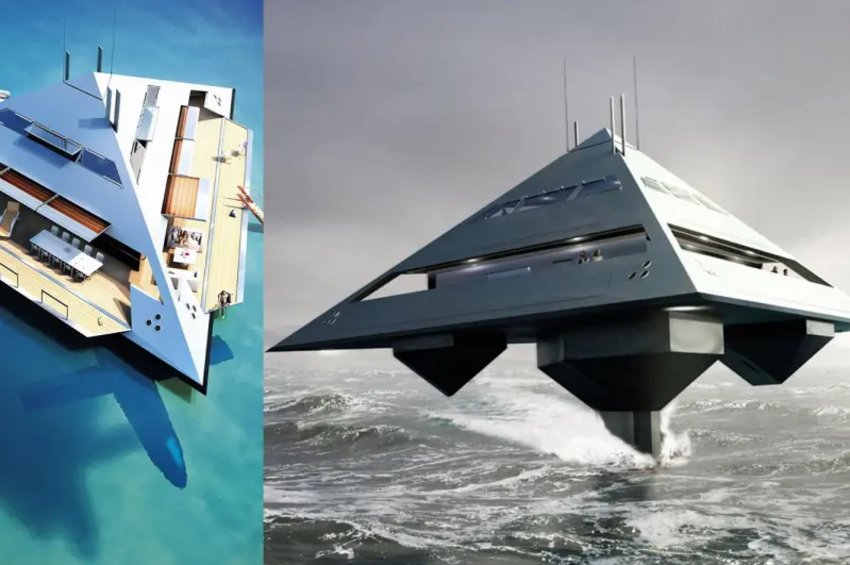FLYING PYRAMID Tetra: Το υπερπολυτελές σκάφος θα μπορεί να ανασηκώνεται από το νερό και να ταξιδεύει με άνεση για δισεκατομμυριούχους 