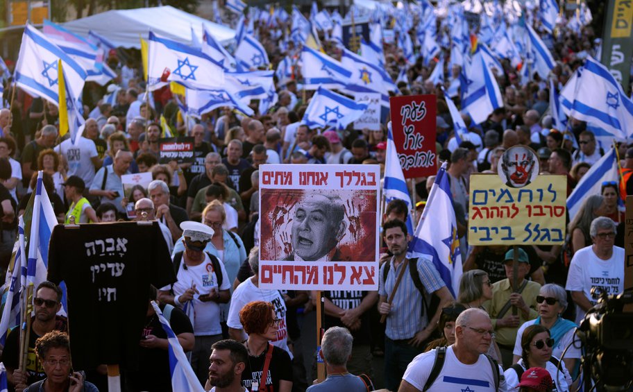 Ισραήλ: Διαδηλωτές που ζητούν από την κυβέρνηση Νετανιάχου να συνάψει μια συμφωνία για τη Γάζα 