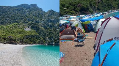 Εύβοια: Γέμισε με σκηνές μια από τις ωραιότερες παραλίες του νησιού - Αντιδρούν οι ντόπιοι - ΕΙΚΟΝΑ