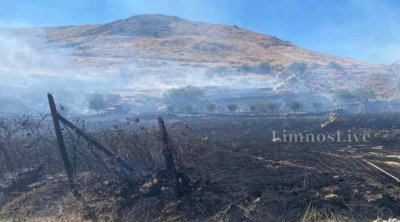 Υπό μερικό έλεγχο η πυρκαγιά σε χαμηλή βλάστηση στη Λήμνο