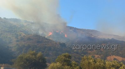 Χανιά: Χωρίς ενεργό μέτωπο η φωτιά μεταξύ Ζούρβας και Μεσκλών 